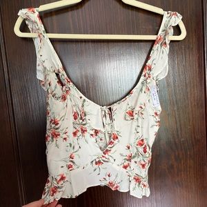 Flynn Skye keyhole ruffle cropped tank top